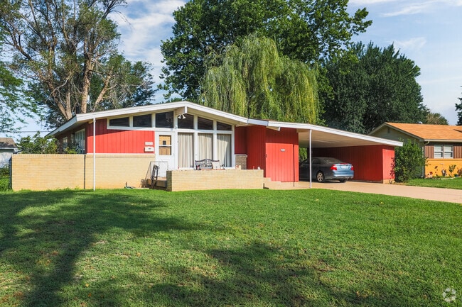 West Wichita has several sprawling ranch styled homes with low-sloping roofs.