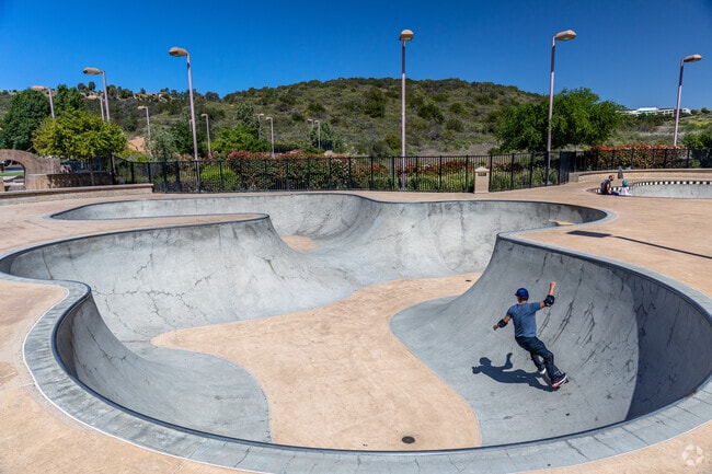 People love to visit the Carlsbad Alga Norte Community Park to go skateboarding.