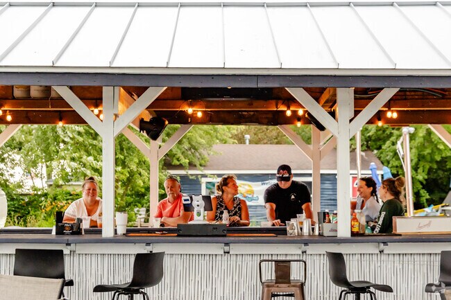 The Backyard Bar & Marina opens seasonally and serves up fresh fish and lakefront views from it