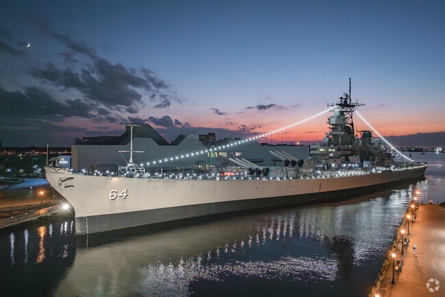 The USS Wisconsin is a short drive from N Camellia Acres in Downtown Norfolk.