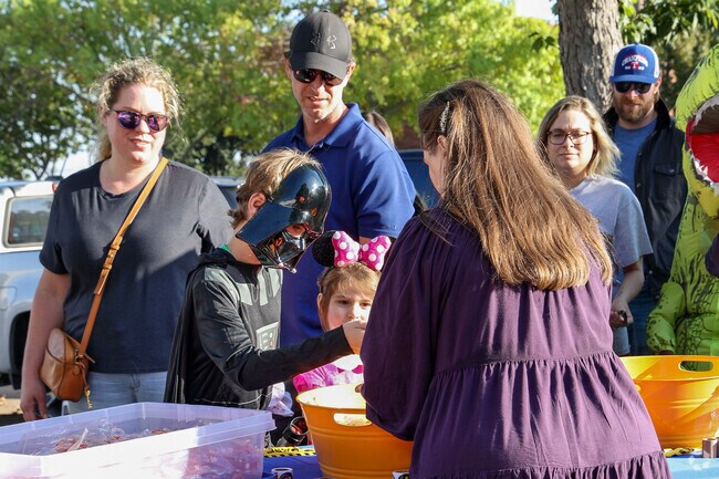 Downtown Trick or Treat features spots for kids in costumes to pick up candy.