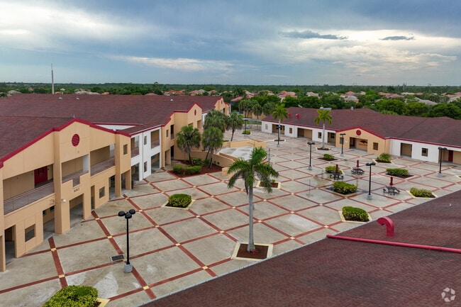 The courtyard at Jeaga Middle School provides students with a place to socialize.