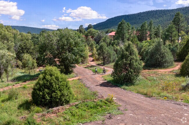 A couple bikes though the Santa Fe nation Forrest in Cañoncito.
