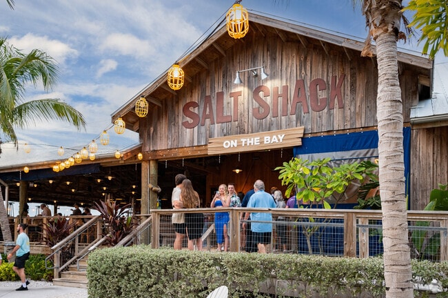 Access Salt Shack on the Bay for dinner via land or boat.