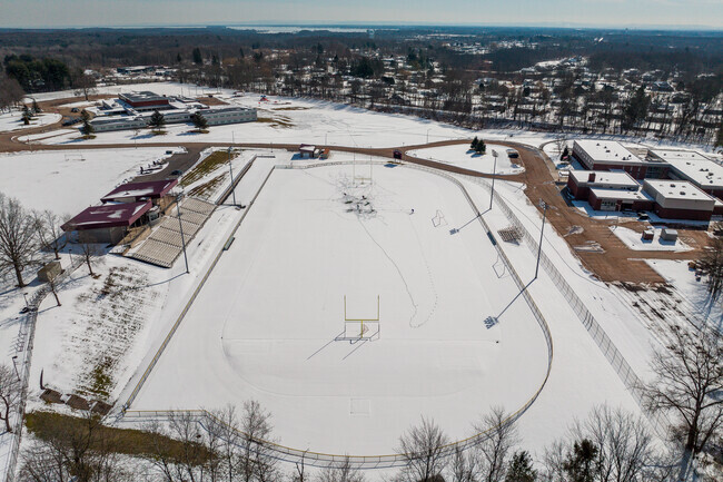 The sports field can be seen here at Paul V Moore High School in Central Square.