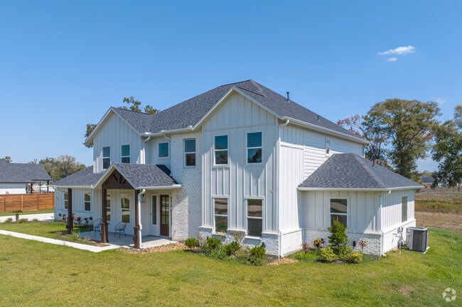 Traditional two-story homes are a common sight in Beach City, Texas.