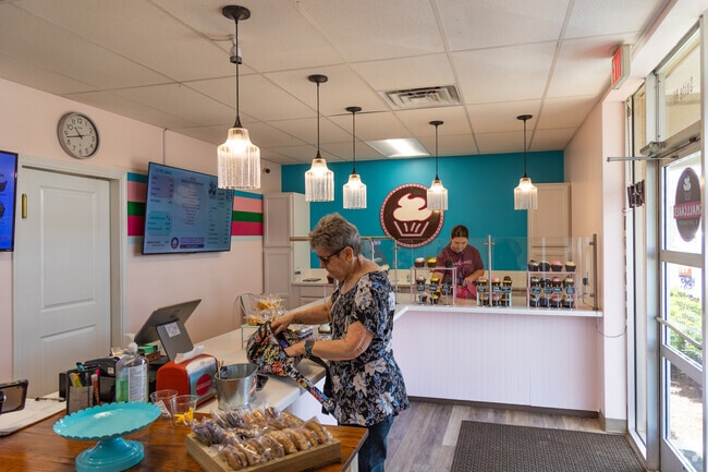 Smallcakes sits just off of Elgin Pkwy for a quick sweet treat on the go.