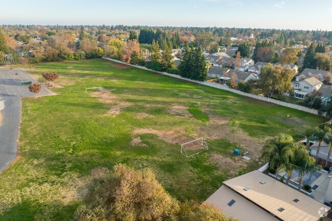 The grass fields at Thomas Edison Elementary School offers plenty of space for students.