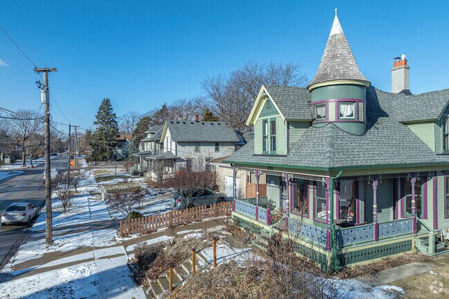 Beautiful front porches are on full display throughout Near West Elgin.