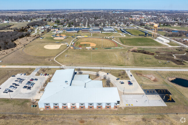 Winterset Middle School sits just to the south of the high school and shares sports fields.