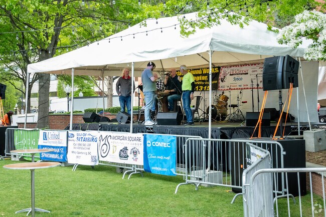 Bands enjoy performing in downtown Spartanburg on the weekends.