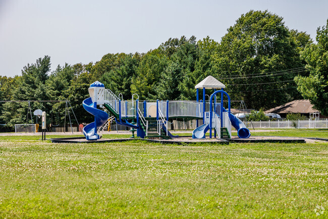 Playground equipment awaits students at Mathews Elementary School.