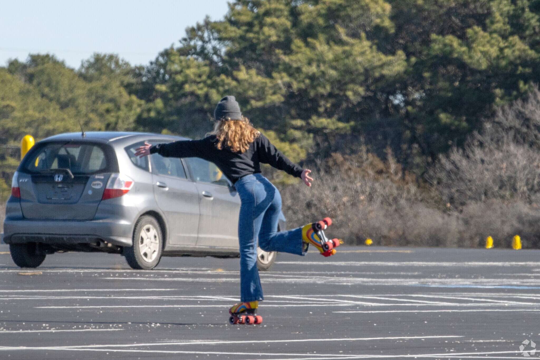 Cooler weather brings out skaters at the parking lot of Horseneck Beach in Westport.