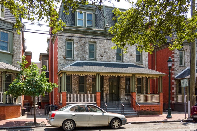Great stone duplexes are in the Lanning Square neighborhood.