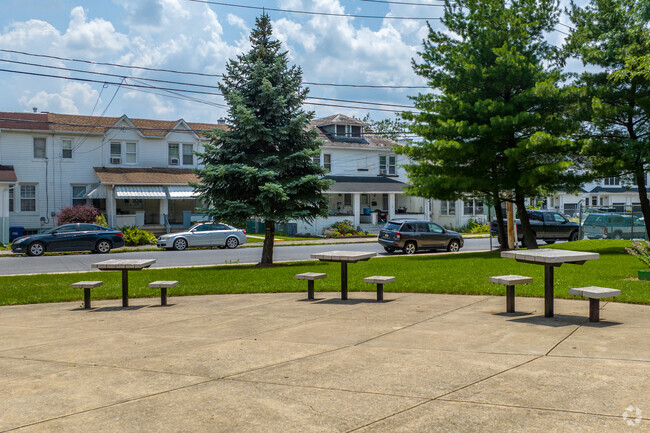Eat outside on the picnic tables at Jefferson Elementary School in Emmaus.