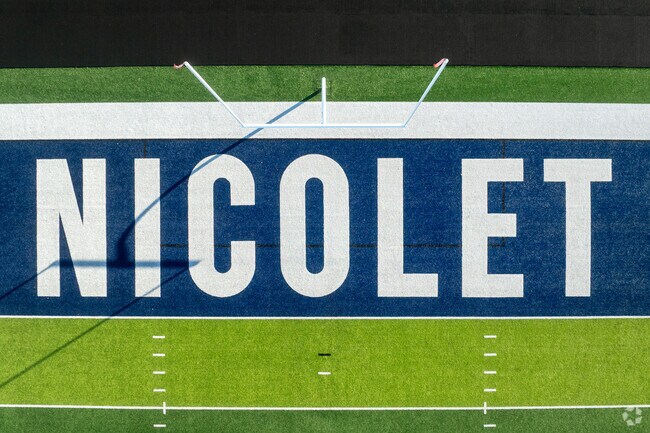 The brightly colored new stadium at Nicolet High School is a highlight of Glendale.