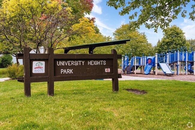 University Heights Park sign and playground in University Heights.