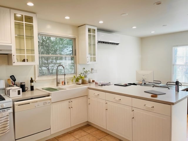 Kitchen into Dining w/ AC unit