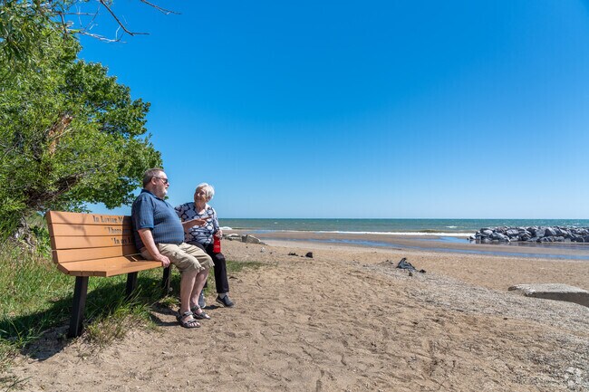 A couple enjoys the views at Illinois Beach State Park a short drive from Heatherstone.