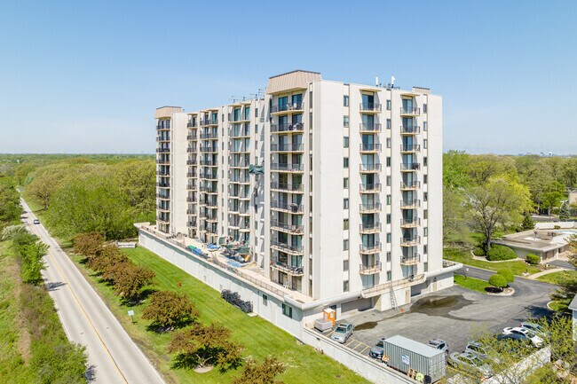 Condominiums in Wood Dale tower above the tree line and offer a variety of amenities.