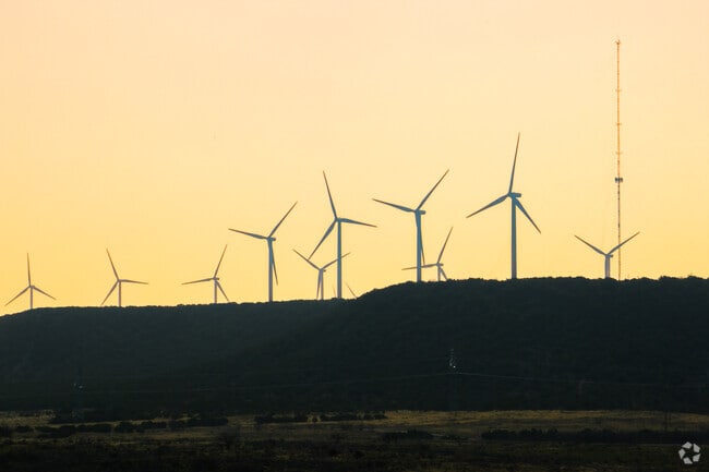 Wind turbines can be spotted all throughout the exteriors of Sweetwater.
