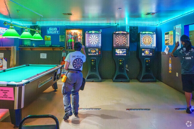 5 after 5 is a local hangout near South Side for competitive dart games, pool, and good drinks with friends and neighbors alike.