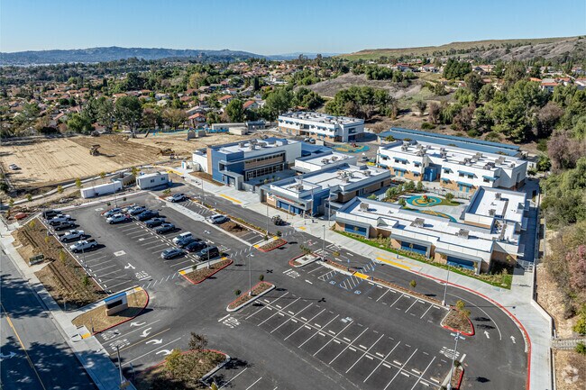 An aerial view of the campus being constructed at Stanley G. Oswalt Academy in Walnut