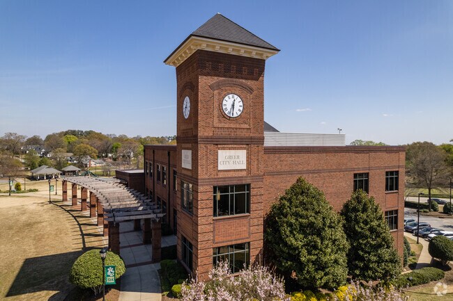 The City Hall sits right next to the Greer City Park.