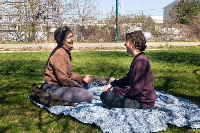 Locals enjoy a sunny afternoon in Knightville.