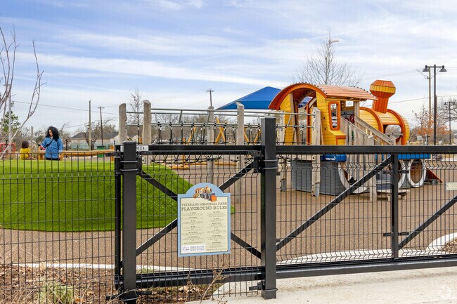 The Elgin Veterans Memorial Park offers a new playground with a zipline.