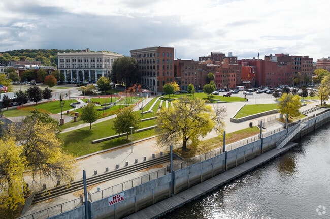 Riverfront Park is at the heart of downtown Troy and runs along the banks of the Hudson River.
