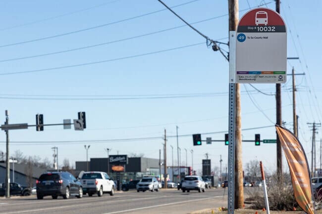 There are many bus stops along South Lindbergh Blvd that are served by the St. Louis Metro Bus.