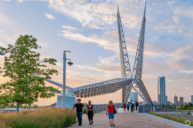 Scissortail Park’s Skydance Bridge is a stunning piece of architecture in Oklahoma.