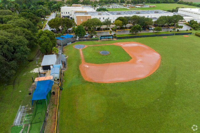 Aerial view of the Archbishop Coleman F. Caroll High School baseball field.