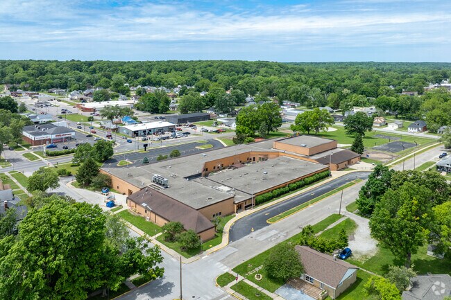 Aerial Central Elementary Public Pre-K & Elementary School.