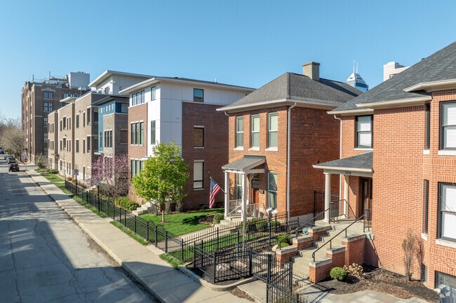 Homes with brick exteriors are common in Lockerbie Square.