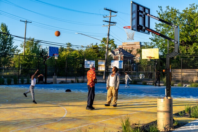 Kids can practice their basketball skills at Curtis Jones Park in New Center.