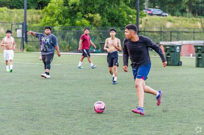 Friends from Rolling Roads enjoy pickup games at The Smith Soccer Complex.
