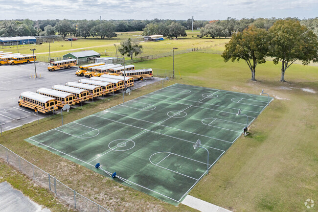 Students enjoy outdoor play on the sports courts at West Zephyrhills Elementary.