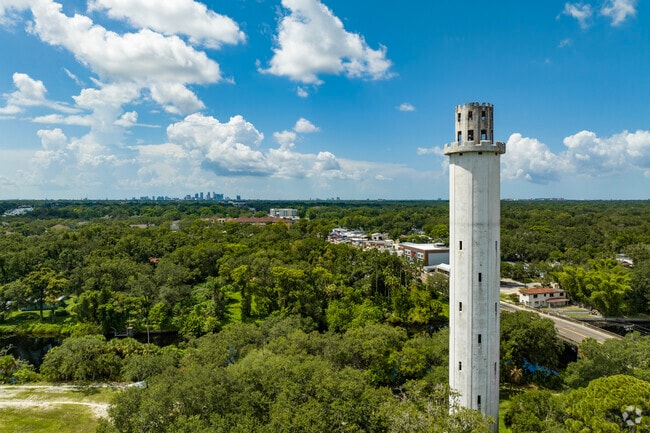 The iconic water tower is easily identifiable from many areas of Tampa.