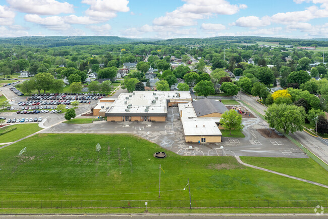 Poynette Middle School in Poynette, WI offers a large green space for children to run and play.