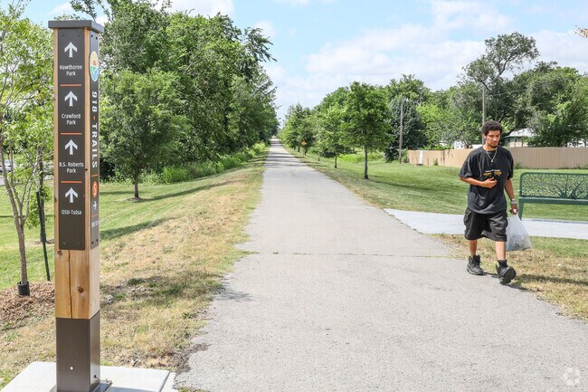 The Osage Prairie Trail cuts through Hawthorne providing miles of paved trails.