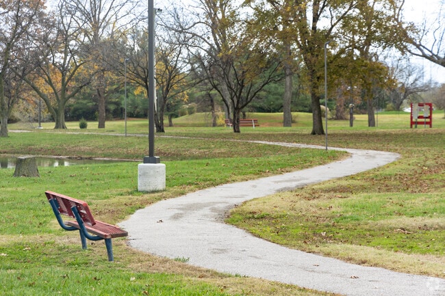 Take a break and soak in the scenery on Cahokia Park’s cozy benches.