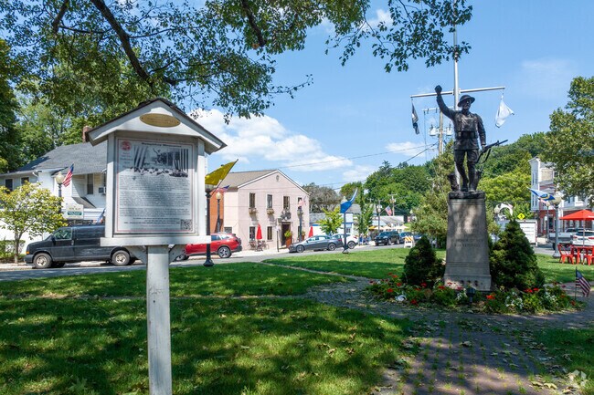 A monument at P.T. Barnum Square in Bethel