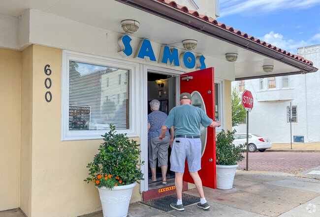 People throughout the city pop into Greektown to eat at the many delicious Greek restaurants.