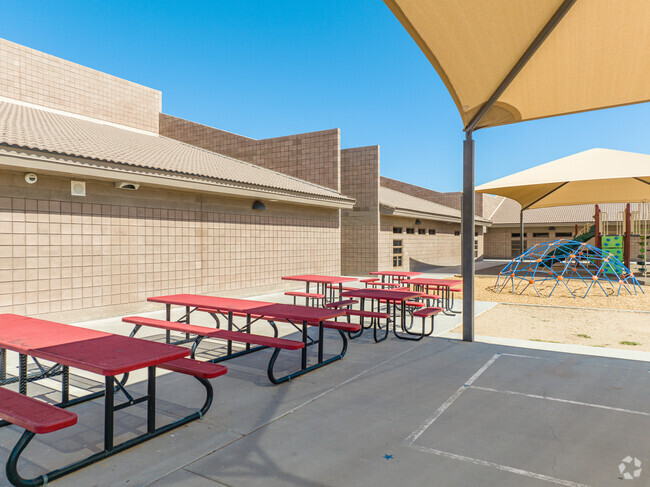 Fulton Elementary School offers plenty of picnic tables for students and staff.