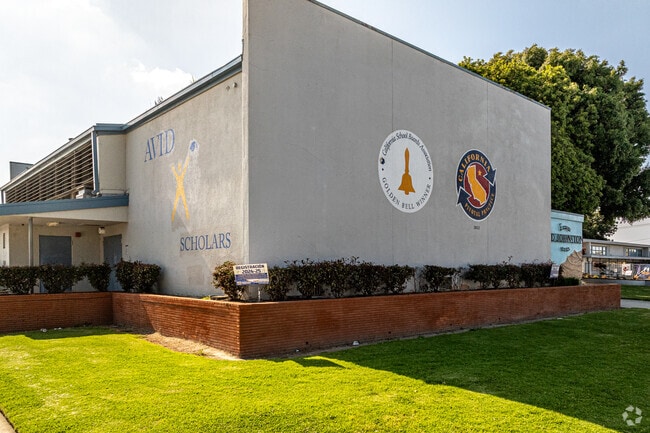 A mural and awards on display at D.D. Johnston Elementary School in Norwalk.
