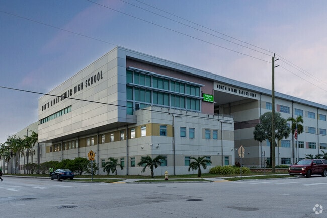 The main entrance to North Miami Senior High School.