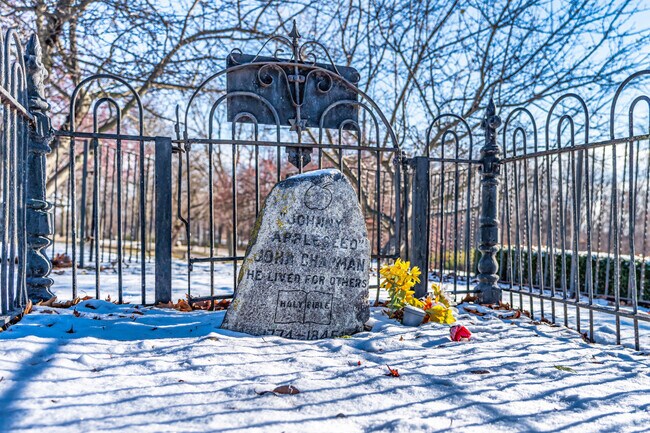The grave site of Johnny Appleseed is a notable landmark in Glenwood Park.