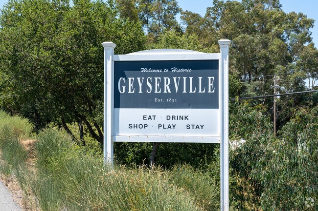 Geyserville, CA, is about an hour and a half north of the Golden Gate bridge.